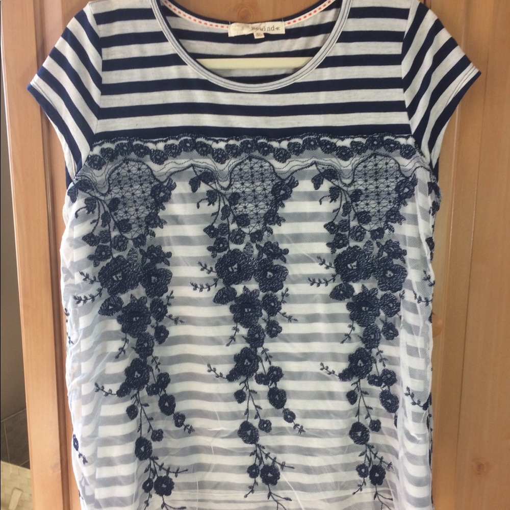Rewind Lace over Stripes Top XL